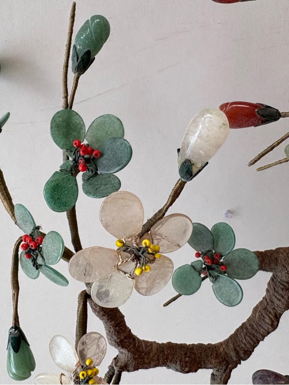 Vintage Jade Multi-Color Gemstone Flower Bonsai Sculpture - Home Art - Picture 9 of 11